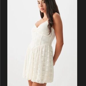 Ivory Lace Spaghetti Strap Mini Dress